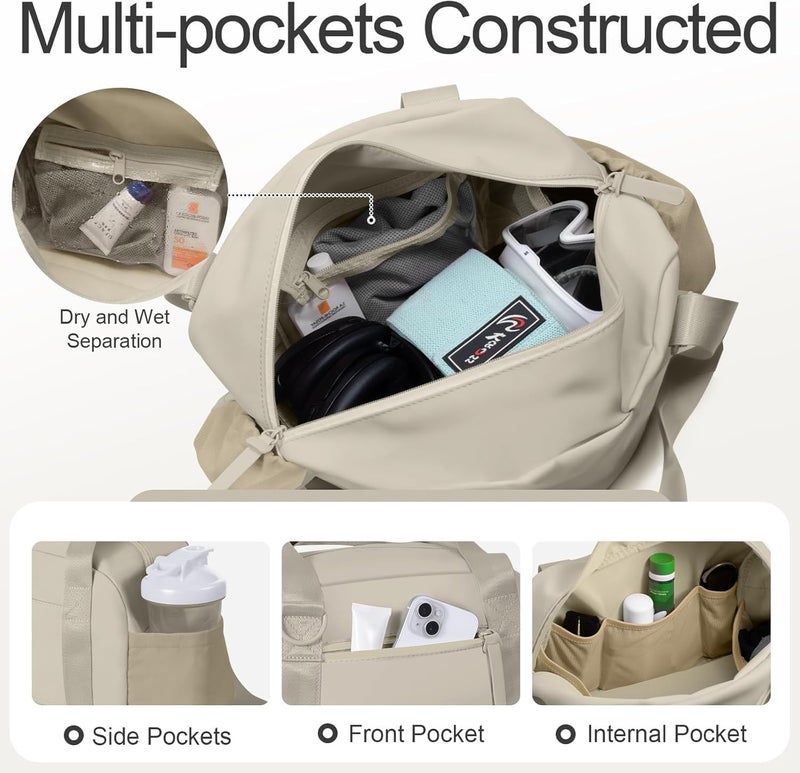 cysiyu Mini Gym Bag for Women Girls Small Gym Tote Bag with Wet Compartment Waterproof Travel Duffle Bag Cute Workout Sport Bag - Image 5